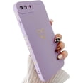 thumbnail image 1 of for iPhone 8 Plus Case,iPhone 7 Plus Case,Side&Back Cute Plated Love Heart with Anti-Fall Lens Camera Cover Protection Soft TPU Shockproof Anti-Fingerprint Phone Case for Women Girl Men,Puple, 1 of 5