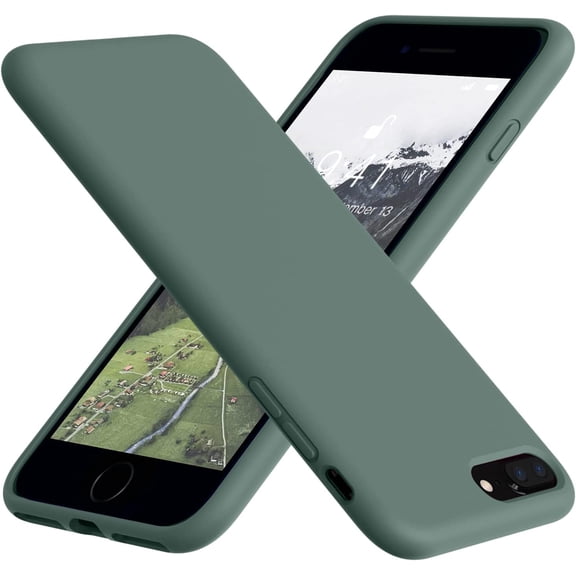 for iPhone 8 Plus Case, iPhone 7 Plus Case, Soft Silicone Gel Rubber Bumper Case Microfiber Lining Hard Shell Shockproof Full-Body Protective Case Cover for iPhone 7 Plus /8 Plus - Pine Green