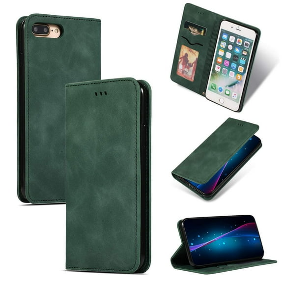 iPhone 8 Plus Case, iPhone 7 Plus Wallet Case, Dteck Smooth PU Leather Flip Folio Wallet Card Slots Case Cover Stand Feature & Magnetic Closure For Apple iPhone 8 Plus & 7 Plus, Green