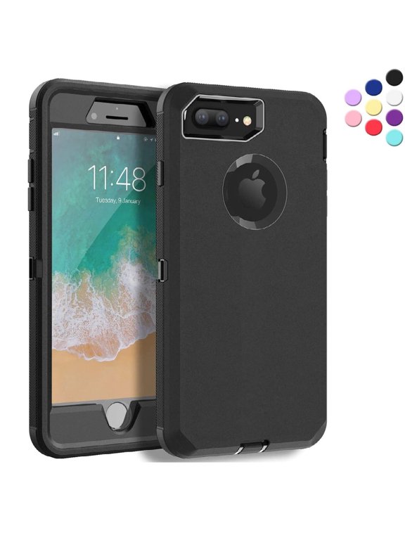 iPhone 8 Plus Heavy Duty Case {Shock Proof Case with 3 Layer Rubber, Shatter Resistant, [Tough Armour] Rugged Case Compatible for iPhone 8 Plus} Black