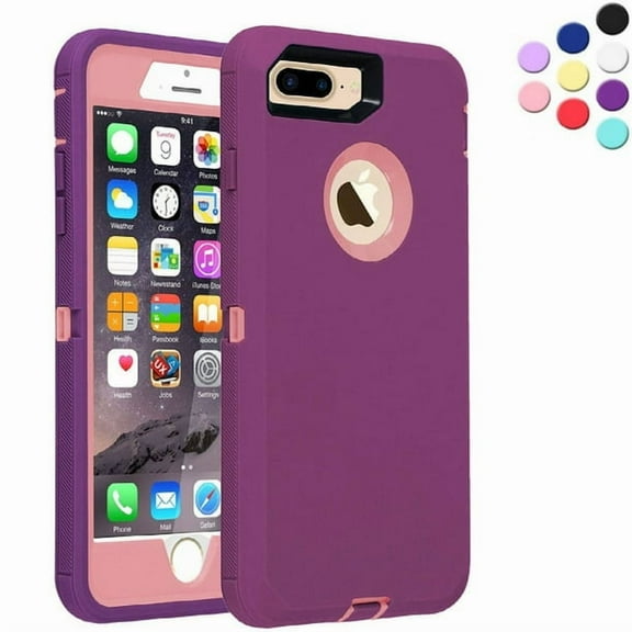 iPhone 8 Plus Heavy Duty Case {Shock Proof Case with 3 Layer Rubber, Shatter Resistant, [Tough Armour] Rugged Case Compatible for iPhone 8 Plus} Purple