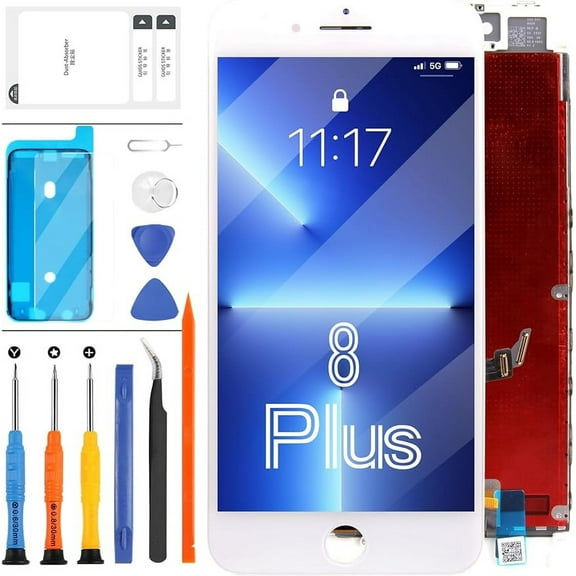 for iPhone 8 Plus Screen Replacement White 5.5 Inch Full Assembly for iPhone 8 Plus A1864 A1897 A1898 LCD Dispaly 3D Touch Screen Digitizer with Repair Tools Kit