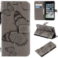 thumbnail image 1 of iPhone 8 Plus Wallet Case, iPhone 7 Plus Case, Dteck Embossed Big Butterfly Magnetic Flip PU Leather Folio Stand Case Cover Built-in Card Slots & Money Pocket, with wrist Strap, Gray, 1 of 8