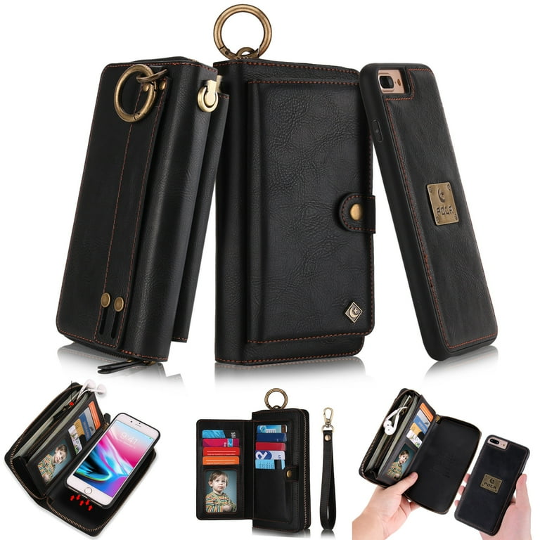 iPhone Plus Wallet Detachable Case, iPhone Plus Case, Dteck