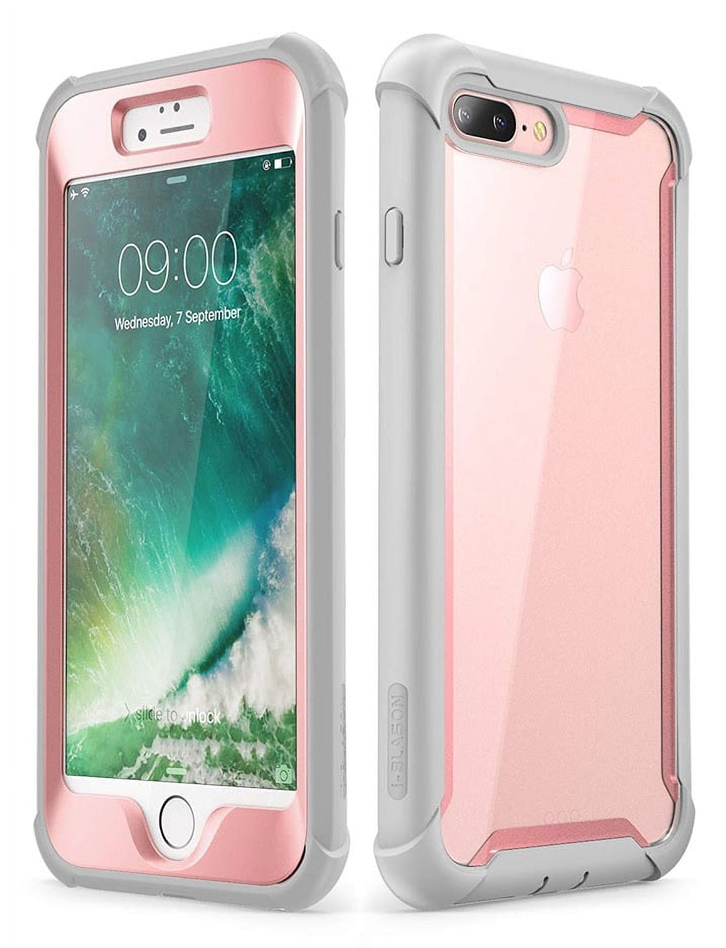 iPhone 8 Plus case, iPhone 7 Plus case, i-Blason [Ares] Full-Body Rugged  Clear Bumper Case with Built-in Screen Protector for Apple iPhone 8  Plus/Apple iPhone 7 Plus (Pink) 