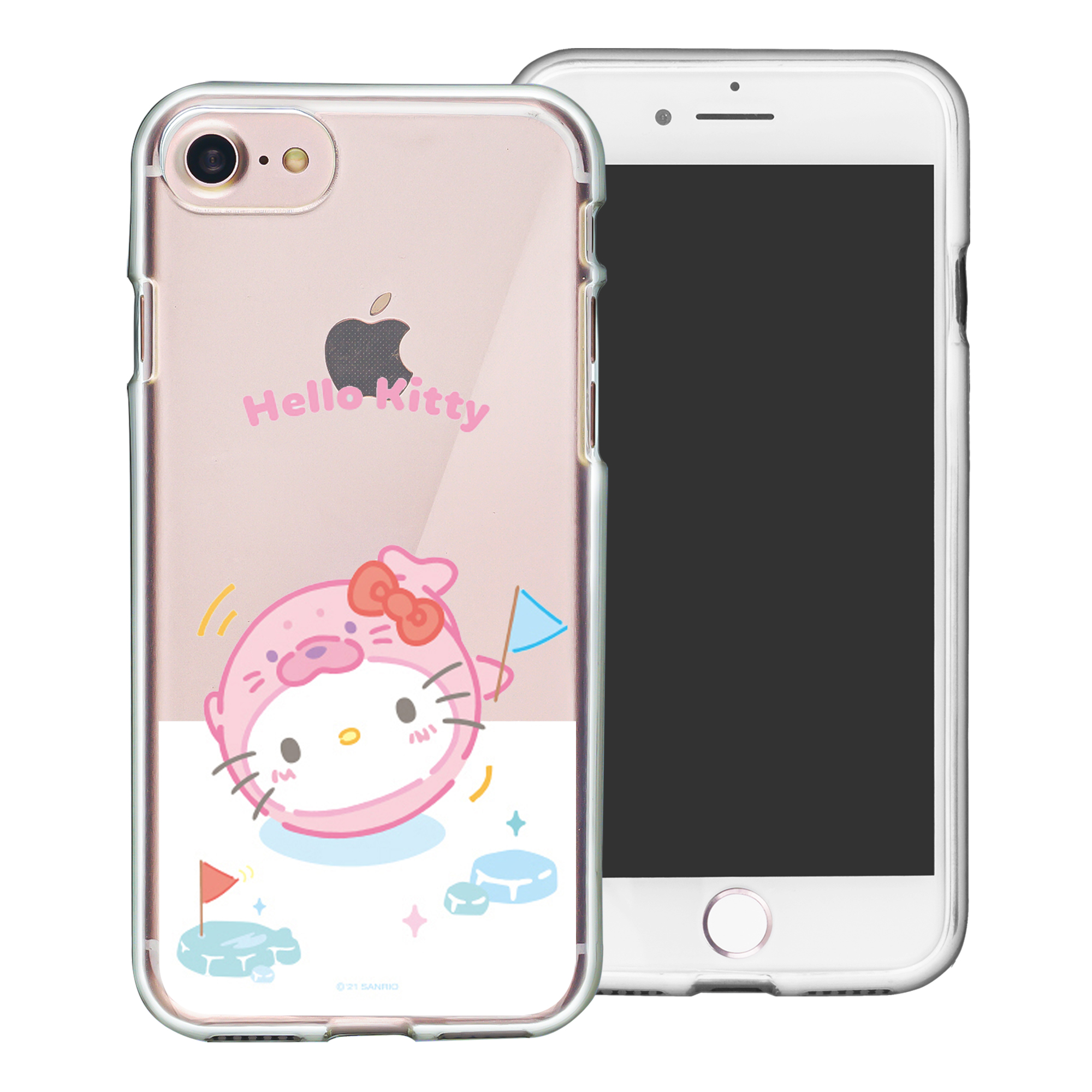 Personalaizer Custodia IPhone 7 Plus/8 Plus – Hello Kitty Kawaii Con Motivo Floreale, TPU Trasparente E Flessibile