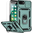 thumbnail image 1 of for iPhone 8 Plus / iPhone 7 Plus / iPhone 6 Plus Case with Camera Lens Cover Screen Protector, 15 ft  Grade Drop Protection  Ring Holder Kickstand Protective Phone Case (Dark Green), 1 of 17