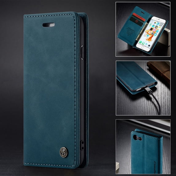 iPhone 8 Wallet Case, iPhone 7 Case,Shockproof Premium Leather Magnetic Flip Folio Stand Protective Cover For Apple iPhone 8/iPhone 7,Blue