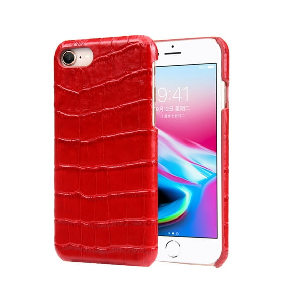 iPhone 8/ iPhone 7 Case, Allytech Genuine Leather Simple Crocodile Grain Design Hard Back Protective Case Lightweight Bumper Case Shock Resistant Cover for 4.7-inch iPhone 8/ iPhone 7, Black