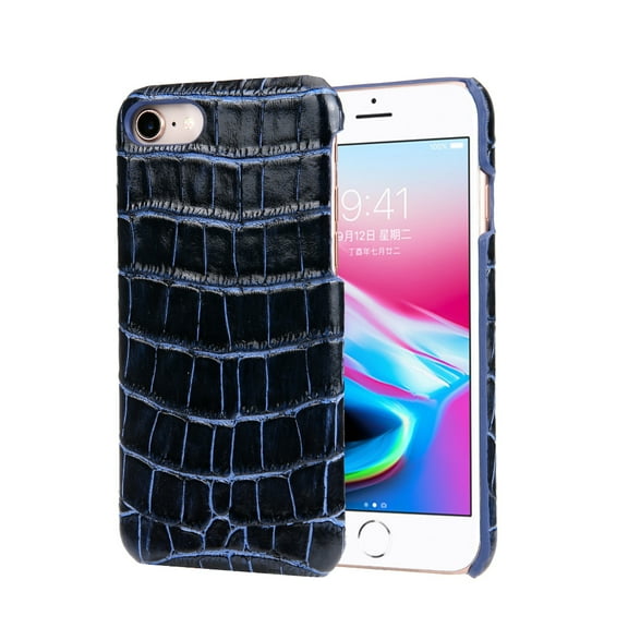 iPhone 8/ iPhone 7 Case, Allytech Genuine Leather Simple Crocodile Grain Design Hard Back Protective Case Lightweight Bumper Case Shock Resistant Cover for 4.7-inch iPhone 8/ iPhone 7, Brown
