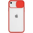 thumbnail image 1 of for iPhone 8/iPhone 7/iPhone SE 2020 Clear Case with Camera Cover, Built-in Creative Slide Camera Lens Protector Transparent Case Both Sides Bumper Silicone Upgraded Protective Case - Red, 1 of 7