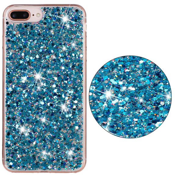 For iPhone 8Plus/7 Plus Case,Cute Glitter Bling Twinkle Stardust with Drop Protection Shockproof Soft TPU Slim Flexible Phone Case Girls/Women Protective case for iPhone 8 Plus/7Plus,Anti Scratch,Blue