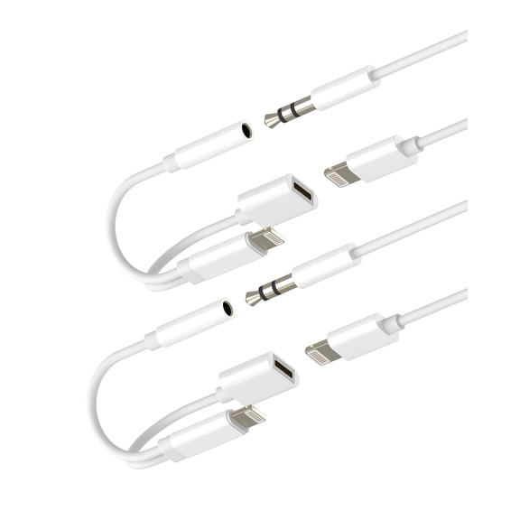 for iPhone AUX Adapter for Headphone Jack Cable 2in1(2Pack)Lightning to 3.5mm Splitter Charger Cord Dongle Audio Adaptador Para Music Charging Converter Certified for Apple 8Plus 11 12 13 14 Pro Max