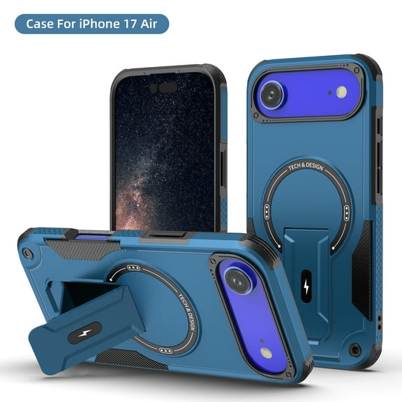 for iPhone Air Case, Built-in Kickstand, Compatible with Magsafe, Luxury Military-Grade Armor Shockproof Drop Protective Rugged Cover Hybrid Cell Phone Case for iPhone Air - Darkblue