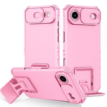 for iPhone Air Case with Camera Lens Slide Protection, Armour Silicone TPU Bumper Tough PC Cover Kickstand, Military Shockproof Absorption Case for iPhone Air,
Pink