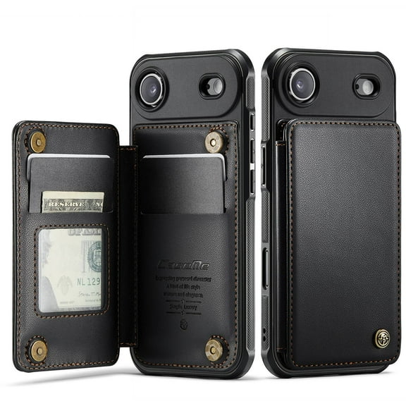 For iPhone Air Case with Card Holder, Wallet Case for Women Men with RFID Blocking, Durable Leather Kickstand Magnetic Clasp Shockproof for iPhone Air