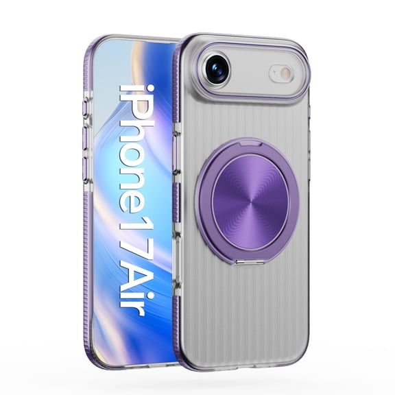 for iPhone Air Case Clear with Kickstand Magnetic Ring Stand [Compatible with MagSafe] [Drop Protection] Transparent Slim Fit Anti-Yellowing Phone Grip Cover for Men Women, Purple