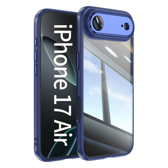 for iPhone Air Case Clear Slim, [Built in Lens Protector] [Non Yellowing] TPU Bumper Transparent Back Hard Shell Shockproof Thin for Men Women for iPhone Air, Blue