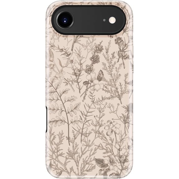 for iPhone Air Case Cute – Wireless Charging Compatible – Dual-Layer Shockproof Protection with Stylish Wildflower Design – Phone Case for iPhone 17 Air - Beige Botanical Floral