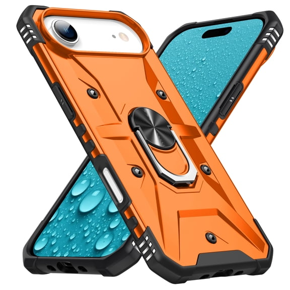 for iPhone Air Case with Invisible Ring Stand, Military Grade Drop Protection Case Support Car Mount Holder, Heavy Duty Shockproof Phone Cover for iPhone Air, Orange