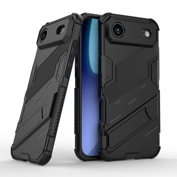for iPhone Air Case, Kickstand Rugged Shockproof TPU Matte Textured All-Inclusive Lens Protective Shell Hard PC Back Cover Sturdy Phone Case for iPhone Air, Black