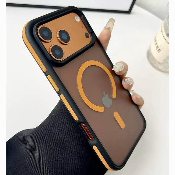 for iPhone Air Case, Magnetic Case Compatible with Mag-Safe, Dual-Color Hybrid PC + TPU Protective Phone Case, Military Graded Drop Protection, Anti-Scratch Shockproof Cover, Orange