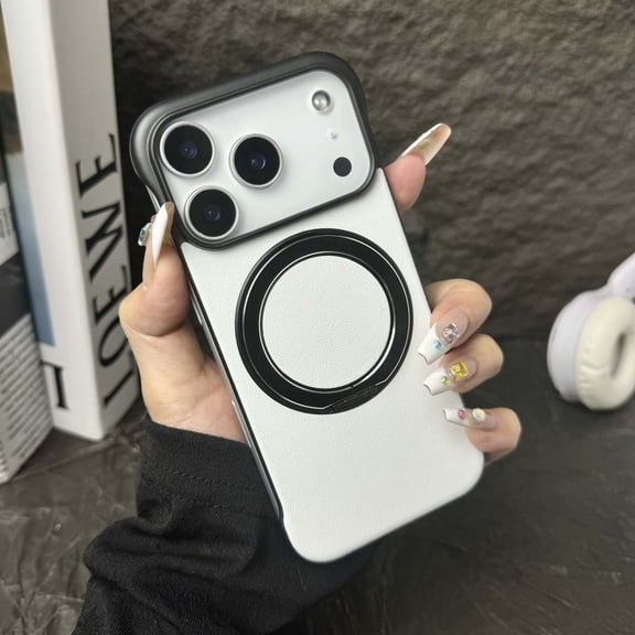 for iPhone Air Case with Ring Holder Stand, Military Grade Drop Protection, Built-in Secure Ring Grip, Non-Bumper Shockproof Slim Hard Phone Case for iPhone Air, Whiteblack