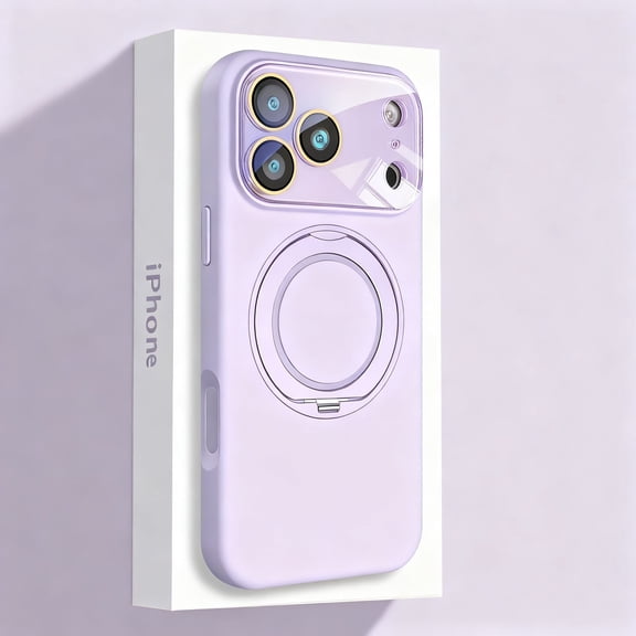 for iPhone Air Case with Rotated Ring Holder Stand, Support Wireless Charging, Camera Lens Protector, Shockproof Slim Hybrid PC Liquid Silicone Phone Case for iPhone Air, Purple