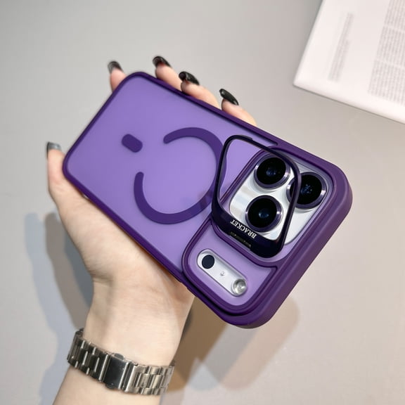 for iPhone Air Case with Stash Camera Stand, Compatible with MagSafe, Military-Grade Drop Protection Shockproof Translucent Frosted Skin Friendly Phone Case for iPhone Air, Purple