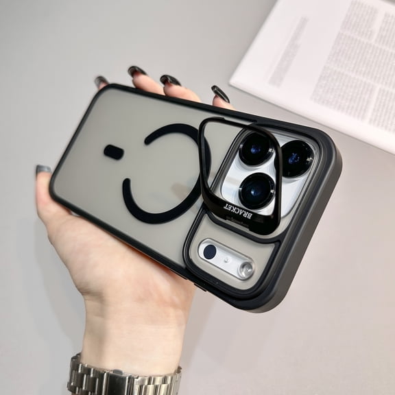 for iPhone Air Case with Stash Camera Stand, Compatible with MagSafe, Military-Grade Drop Protection Shockproof Translucent Frosted Skin Friendly Phone Case for iPhone Air, Black