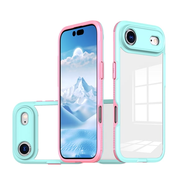 for iPhone Air Case, Stylish Slim Crystal Clear PC Back + TPU Silicone Case with Sliding Camera Cover Anti-fingerprint Shockproof Phone Cases for iPhone Air, Skyblue