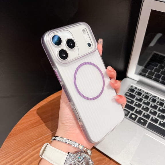 for iPhone Air Clear Case, Compatible with Mag-Safe, Shockproof Military-Grade Protection, Yellowing Resistant, Magnetic Phone Case for iPhone Air, Classic Hybrid Case, Purple