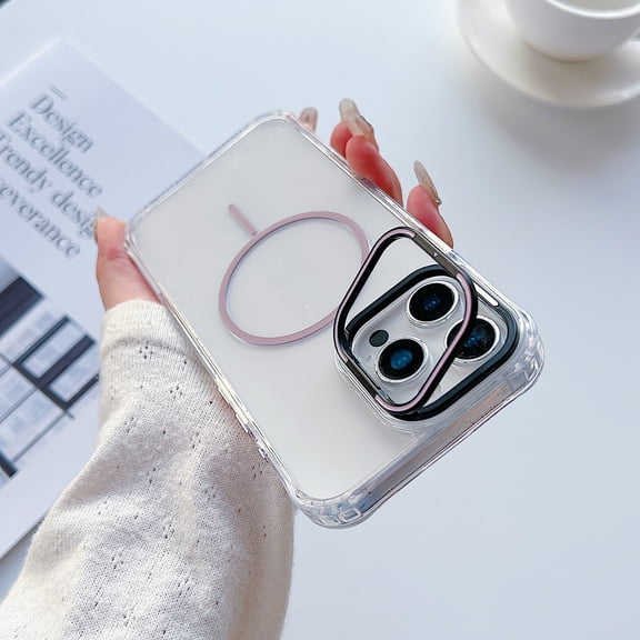 for iPhone Air Clear Magnetic Case, Compatible with Mag-Safe, Anti-Yellowing Transparent Shockproof Slim Magnetic Rugged Hybrid Protective Phone Cover for iPhone Air, Lightpink