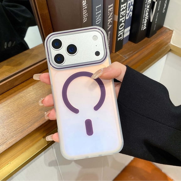 for iPhone Air Gradient Color Cover, Fashion Magnetic Shock-Absorbent Anti-Fingerprint Lightweight Anti-Slip PC+TPU Ultra Slim Support Wireless Charging Phone Case Cover, Purple