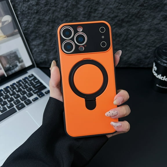 for iPhone Air Magnetic Case with Kickstand, [Compatible with Mag-Safe] Military Grade Ring Holder Stand Heavy Duty Drop Shockproof Protection Phone Case for iPhone Air, Orange