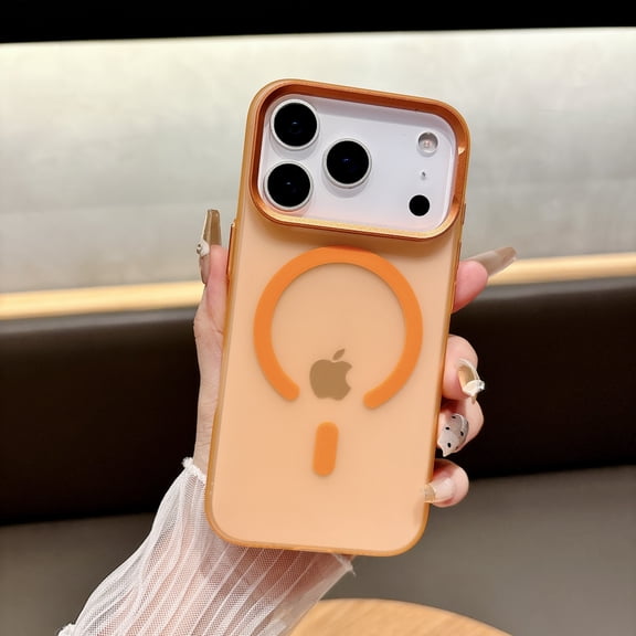 for iPhone Air Magnetic Case, Luxury Slim Fit Translucent Shockproof Matte Anti-Scratch Anti-Fingerprint Lightweight Lightweight Phone Case Cover, Support Wireless Charging, Orange