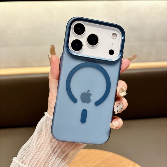 for iPhone Air Magnetic Case, Luxury Slim Fit Translucent Shockproof Matte Anti-Scratch Anti-Fingerprint Lightweight Lightweight Phone Case Cover, Support Wireless Charging, Blue