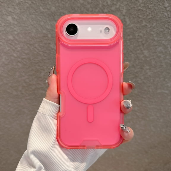 for iPhone Air Magnetic Case, [Military Grade Drop Protection] Fashionable Color Triple-Layers Shockproof Protective Rugged Phone Cover Support Wireless Charging for iPhone Air, Pink