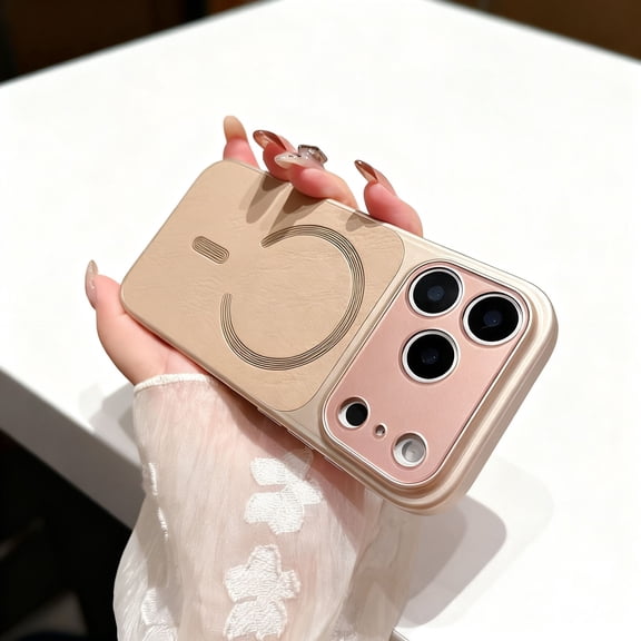 For iPhone Air Magnetic Phone Case,Compatible with Mag-Safe,Anti-Scratch PU Leather Texture Back Design,Ultra Slim Shockproof Drop Protection,Rugged Durable Thin Fit Phone Case,Desertgold