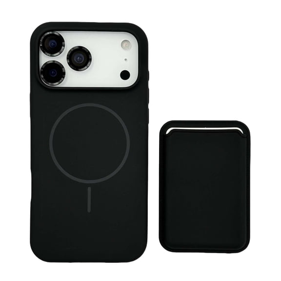 For iPhone Air Phone Case,2-in-1 Magnetic Detachable Card Holder,Compatible with Mag-Safe,With Camera Lens Protector,Shockproof Ultra Slim Anti-fall Anti-scratch Rugged Phone Case,Black