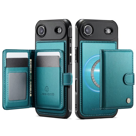 For iPhone Air Phone Case,2-in-1 Magnetic Removable Card Holder,Compatible With Mag-Safe,PU Leather + TPU + PC Hybrid Shockproof Anti-fall Protection,Durable Phone Case,Blue