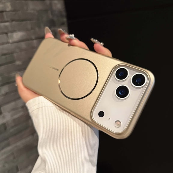 For iPhone Air Phone Case,Compatible with Mag-Safe,Glossy Ultra Slim Shockproof Anti-Scratch Drop Proof Protection Skin Feel Anti-fingerprint Thin Fit Phone Case Cover,Desertgold