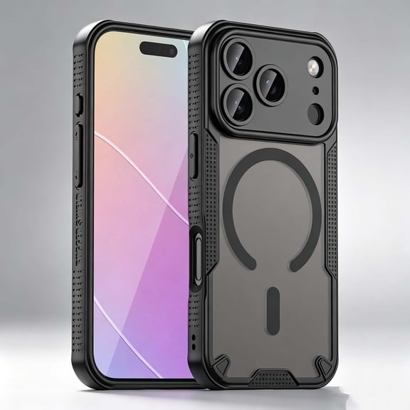 For iPhone Air Phone Case,Compatible with Wireless Charging,Anti-fingerprinting Matte Translucent Back Design,Heavy Duty Shockproof Non-Slip Protection,Rugged Phone Case,Black