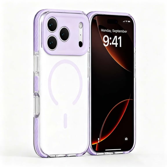 For iPhone Air Phone Case,Crystal Transparent Back Design,Compatible with Mag-safe,Lightweight Ultra Slim Shockproof Anti-fall Drop Protection,Thin Fit Durable Phone Case Cover,Purple