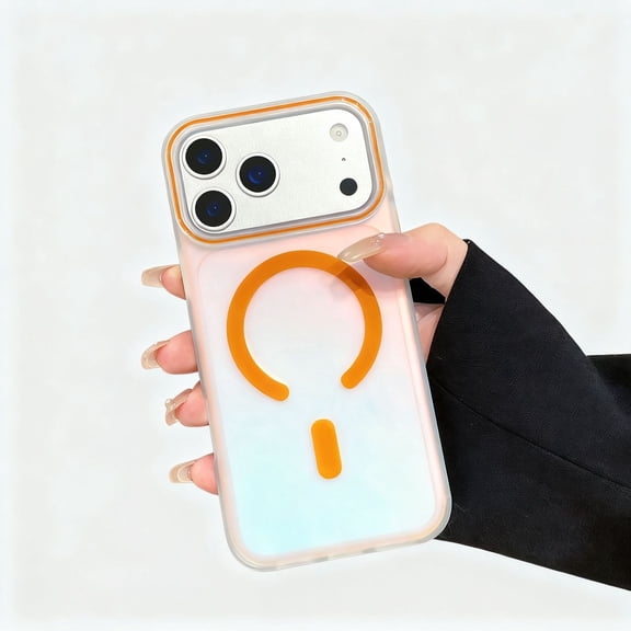 For iPhone Air Phone Case,Discolored Dazzling Back Design,Compatible with Mag-safe,Ultra Slim Shockproof Skin-feel Anti-fall Drop Protection,Durable Thin Fit Phone Case Cover,Orange