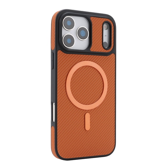 For iPhone Air Phone Case,Fiber Pattern PU Leather Back,Compatible with Mag-Safe,Shockproof & Anti-scratch,Ultra Slim Anti-fall Drop Protection,PC + TPU Hybrid Durable Phone Case,Brown