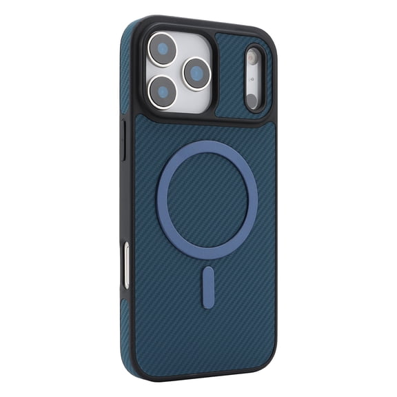 For iPhone Air Phone Case,Fiber Pattern PU Leather Back,Compatible with Mag-Safe,Shockproof & Anti-scratch,Ultra Slim Anti-fall Drop Protection,PC + TPU Hybrid Durable Phone Case,Blue