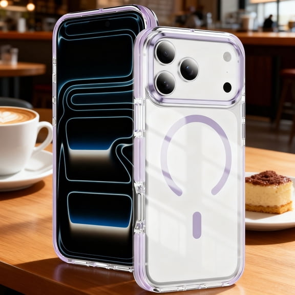 For iPhone Air Phone Case,Two-color Design,Compatible with Mag-Safe,Crystal Transparent Back,Ultra Slim Shockproof Anti-fall Military-Grade Drop Protection,Thin Fit Phone Case,Purple