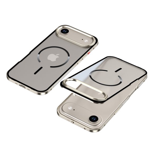 for iPhone Air Translucent PC Back Cover + Alumintium Alloy Metal Frame, Luxury Strong Magnetic Lightweight Slim Shockproof Protective Anti-Scratch Anti-Fingerprint Phone Case, Titanium