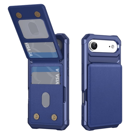 for iPhone Air Wallet Case, Built-in 4 Card Holders Kickstand Purse Cover, Military Grade Enhanced Corners Drop Protection, Rugged Protective Case for iPhone Air, Darkblue